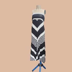 Maxi Strapless XL Jeans by Buffalo Long Dress Zahra Stripes Gathered Black White